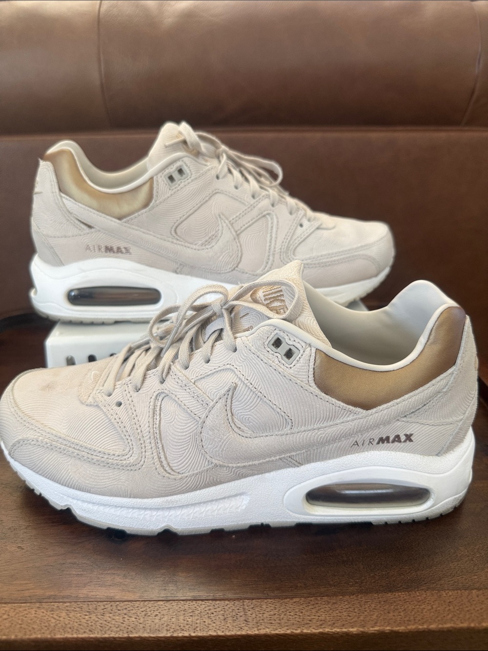 Nike Women's Air Max Sneakers in Light Beige and Metallic Bronze accent